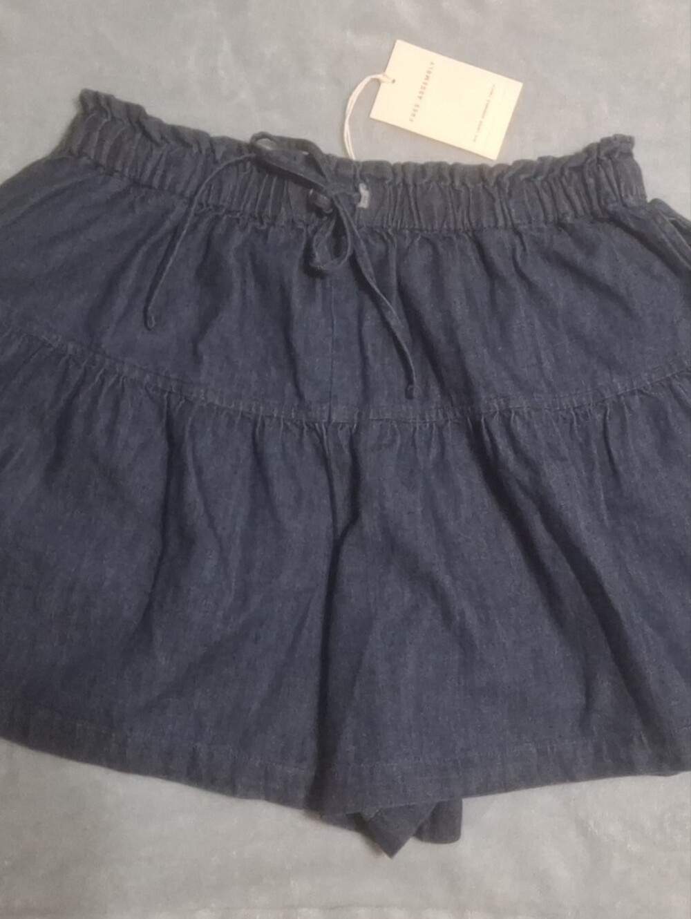 Dark Blue Denim Tiered Shorts
